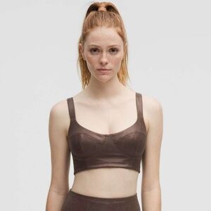 NWT Lululemon Everlux Longline Workout Bra Light Support, A/B Cup *Matte Foil